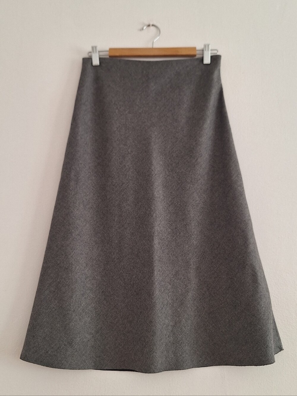 Theory Gray A-Line Wool Blend Skirt